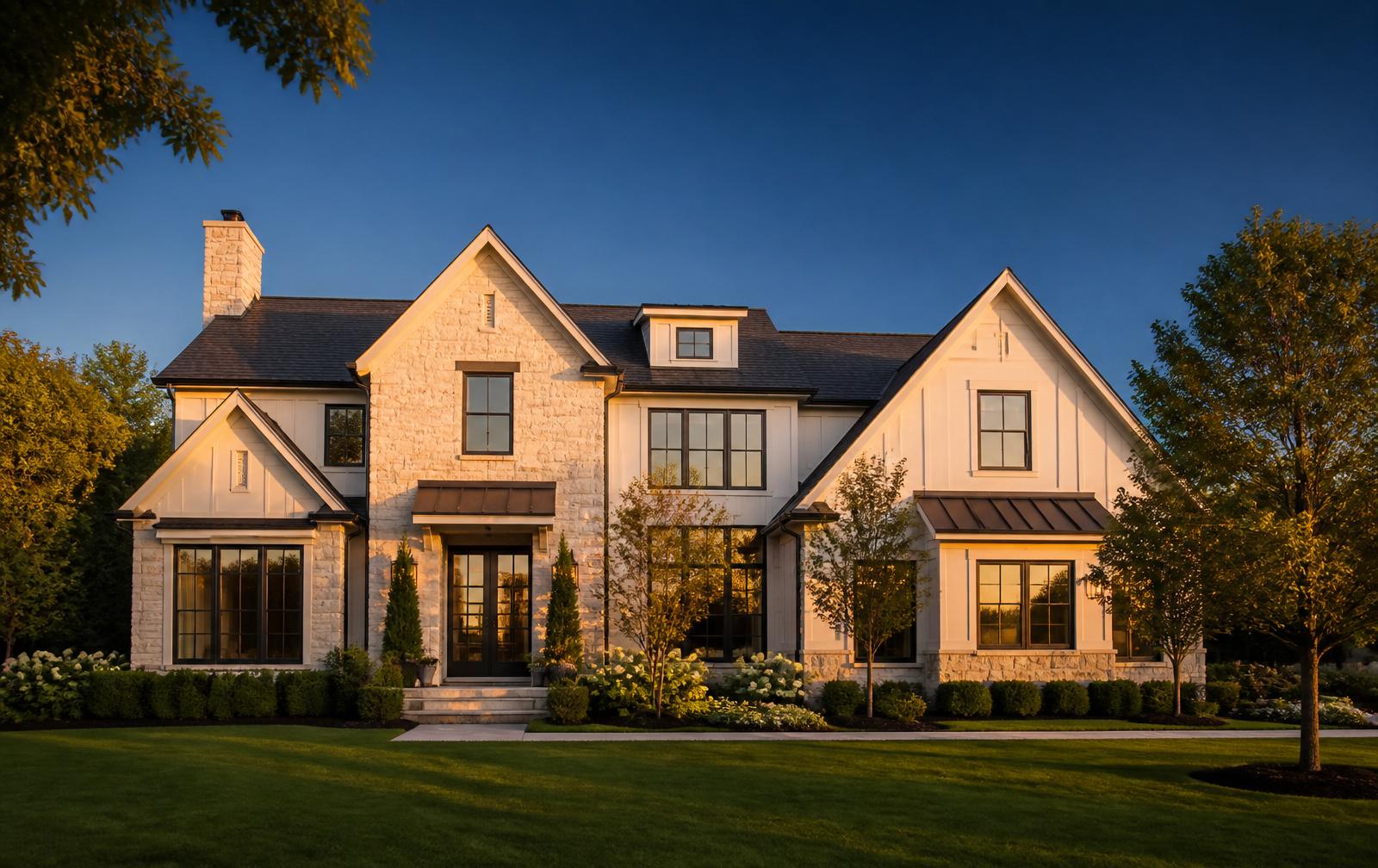 Illinois home at golden hour